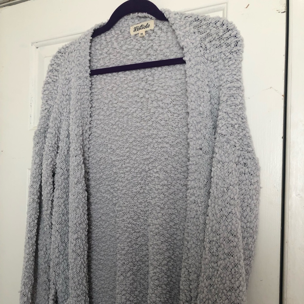 Light grey popcorn cardigan